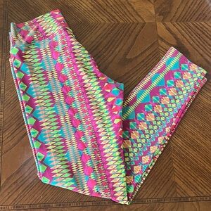 Liquido Vibrant Patterned Kids Leggings Sz Large
